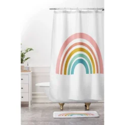 June Journal Minimalist Geometric Rainbow Memory Foam Bath Mat - Deny Designs