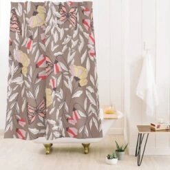 Monarch Garden Shower Curtain Brown - Deny Designs