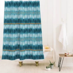Caroline Okun Baby Teeth Mudcloth Shower Curtain Blue - Deny Designs