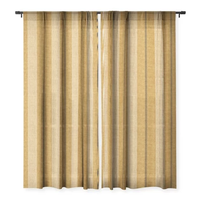 Little Arrow Design Co Ivy Stripes Mustard Single Panel Sheer Window Curtain - Deny Designs - Image 2