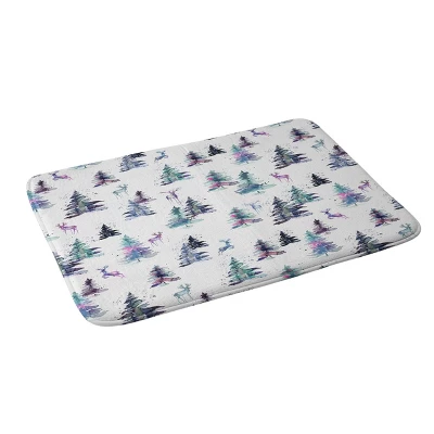 Ninola Design Deer And Trees Forest Pastel Memory Foam Bath Mat - Deny Designs