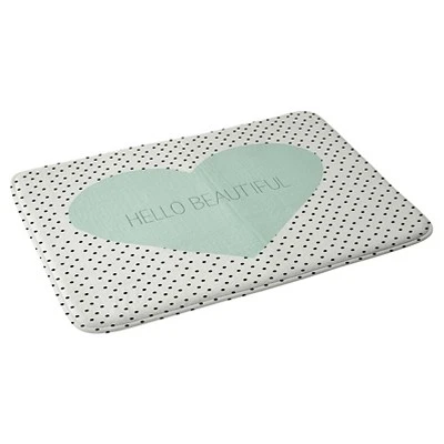 Allyson Johnson Hello Beautiful Heart Cushion Bath Mat Mint - Deny Designs