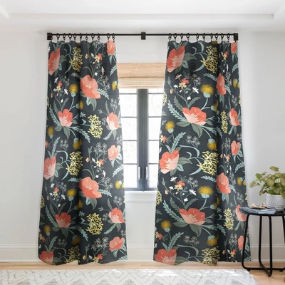 Heather Dutton Poppy Meadow Midnight Single Panel Sheer Window Curtain - Deny Designs - Image 6