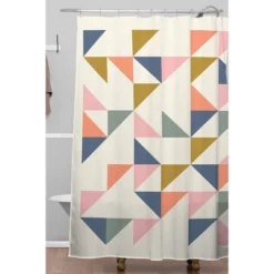 June Journal Floating Triangles Shower Curtain - Deny Designs