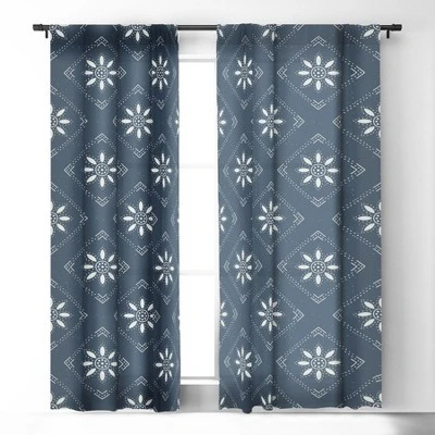 CoastL Studio Scandinavian Classic Blue 84" X 50" Single Panel Blackout Window Curtain - Deny Designs