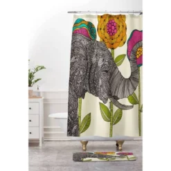 Aaron Elephant Shower Curtain Dark Heather - Deny Designs