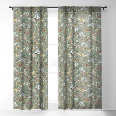 Ninola Design Wild Nature Countryside Green Single Panel Sheer Window Curtain - Deny Designs