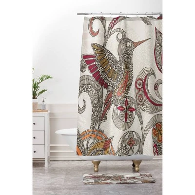 Flying Bird Shower Curtain Beige/Red - Deny Designs - Image 2
