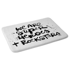 Kal Barteski Superheroes Cushion Bath Mat Black - Deny Designs