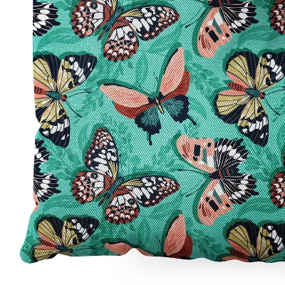 Heather Dutton Mariposa Boho Butterflies Aqua Square Floor Pillow - Deny Desings - Image 2