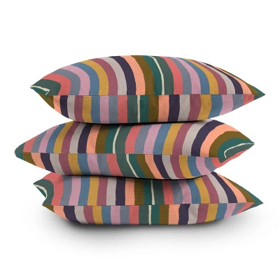 16"x16" Yvonne Z Studios Muted Color Striped Joy Square Throw Pillow Green - Deny Designs - Image 3