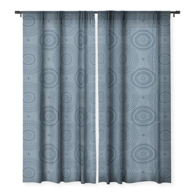 Little Arrow Design Co Boho Sun And Stars Dark Blue Single Panel Sheer Window Curtain - Deny Designs - Image 2