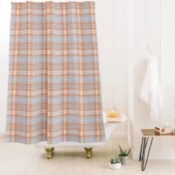 Little Arrow Design Co Fall Plaid Warm Shower Curtain Orange - Deny Designs