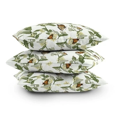16"x16" Gyaneshwari Dave Pinecone Dream Monarch's Milkweeds Square Throw Pillow Green - Deny Designs - Image 3
