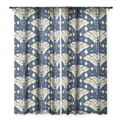 Heater Dutton La Maison Des Papillons Midnight Single Panel Sheer Window Curtain - Deny Designs - Image 2
