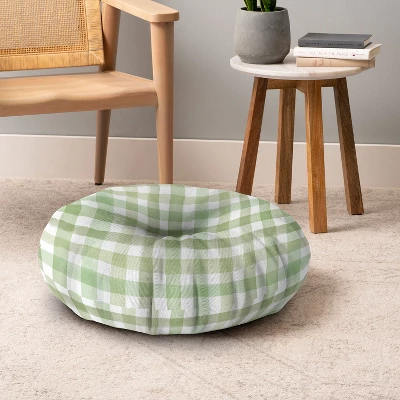 Ninola Design Watercolor Gingham Salad Green Floor Pillow - Deny Desings - Image 3