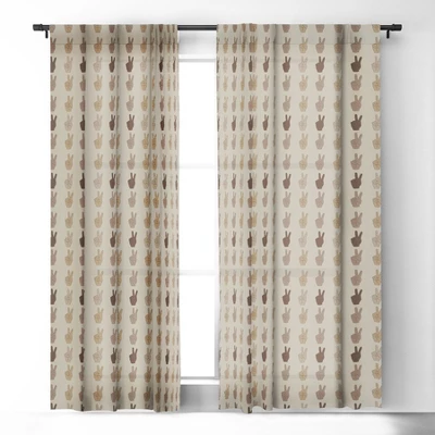 Iveta Abolina Peace Hands Tan 64" X 50" Single Panel Room Darkening Window Curtain - Deny Designs