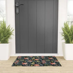 Heather Dutton Poppy Meadow Midnight Looped Vinyl Welcome Mat - Society6