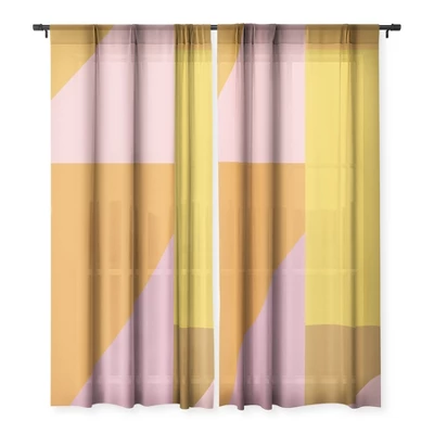 June Journal Shapes In Vintage Modern Pink Single Panel Sheer Window Curtain - Deny Designs - Image 2