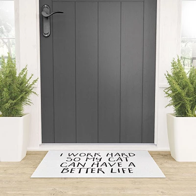 EnvyArt Cat Better Life Looped Vinyl Welcome Mat - Society6