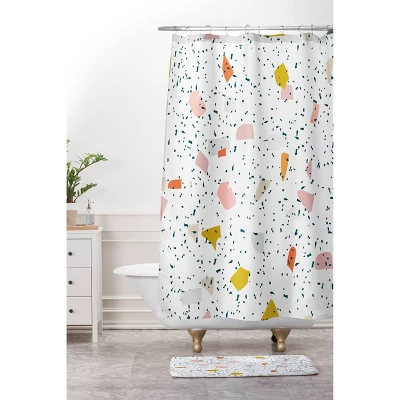 Hello Twiggs Tropical Terrazzo Memory Foam Bath Mat White - Deny Designs - Image 2