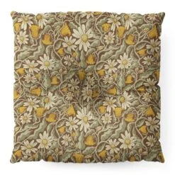 Sewzinski Retro Flowers On Brown Square Floor Pillow - Deny Desings