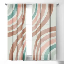 Emanuela Carratoni Double Retro Rainbows Single Panel Room Darkening Window Curtain 120" X 50" - Deny Designs