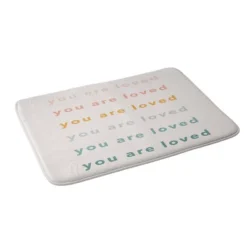 Amber Young 'You Are Loved' Rainbow Bath Mat Pink - Deny Designs