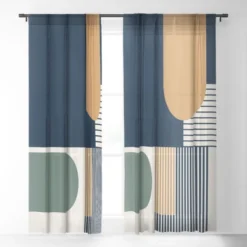 Sheila Wenzel Ganny Cool Color Palette Pattern Single Panel Sheer Window Curtain - Deny Designs