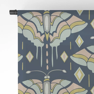 Heater Dutton La Maison Des Papillons Midnight Single Panel Sheer Window Curtain - Deny Designs - Image 3