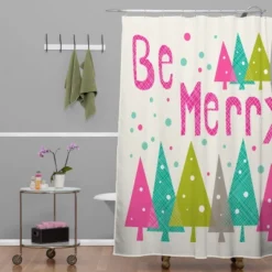 Be Merry Shower Curtain Pink - Deny Designs