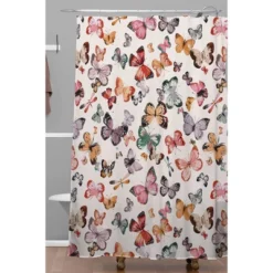 Ninola Design Butterflies Wings Countryside Shower Curtain White - Deny Designs
