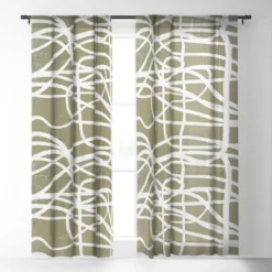 Ninola Design Japandi Minimal Marker Beige Single Panel Sheer Window Curtain - Deny Designs