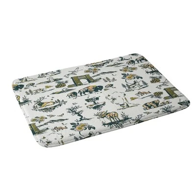 34"x21" The Whiskey Ginger Yellowstone National Park Travel Pattern Memory Foam Bath Mat Blue - Deny Designs