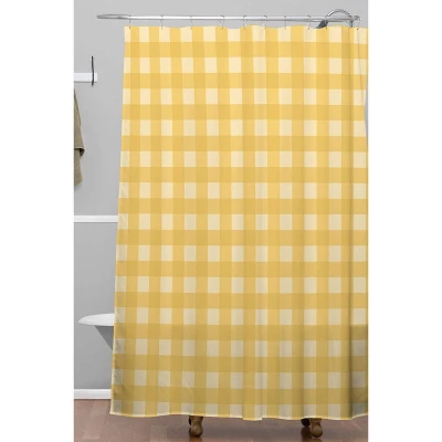 Colour Poems Gingham Pattern Shower Curtain Yellow - Deny Designs