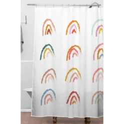 Lyman Creative Co. Rainbows Pastel Shower Curtain White - Deny Designs