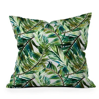 Marta Barragan Camarasa Leaf The Jungle Watercolor Outdoor Throw Pillow Green - Deny Designs - Image 4