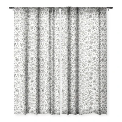 Ninola Design Winter Stars Snowflakes Gray 50" X 64" Single Panel Sheer Window Curtain - Deny Designs - Image 2