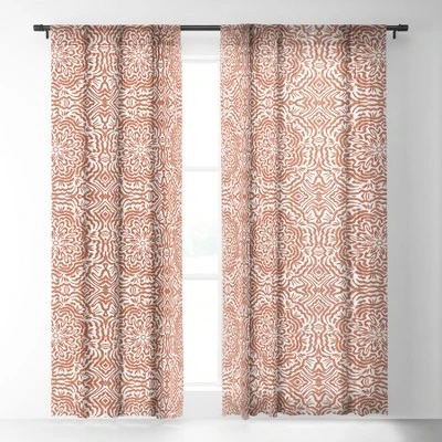 Marta Barragan Camarasa Terracotta Strokes Pattern Single Panel Sheer Window Curtain - Deny Designs