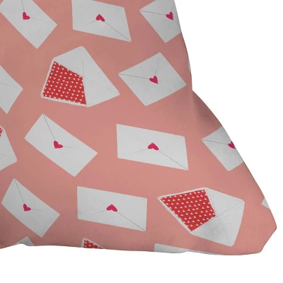 Joy Laforme Love Mail Square Throw Pillow Pink/Cream - Deny Designs - Image 2