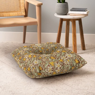 Sewzinski Retro Flowers On Brown Square Floor Pillow - Deny Desings - Image 3