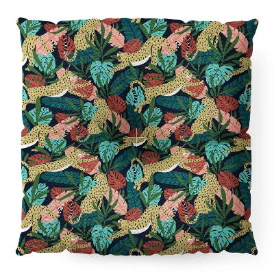 Heather Dutton Spotted Jungle Cheetahs Midnight Square Floor Pillow - Deny Desings