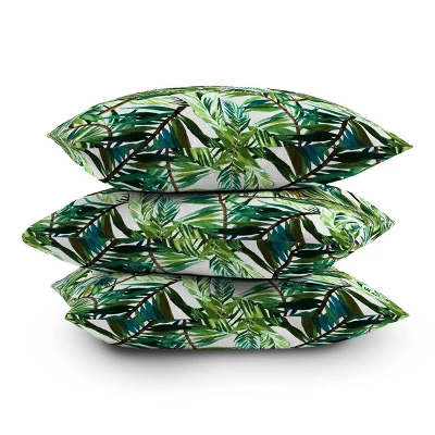 Marta Barragan Camarasa Leaf The Jungle Watercolor Outdoor Throw Pillow Green - Deny Designs - Image 3