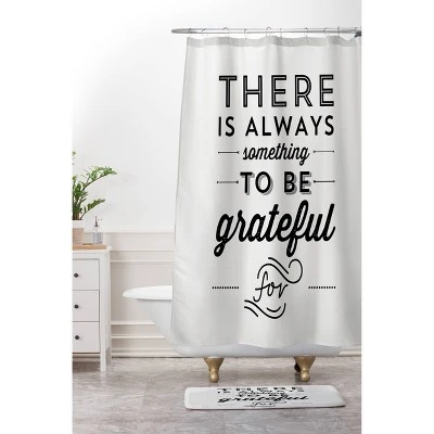 Allyson Johnson Something To Be Grateful For Shower Curtain Black - Deny Designs