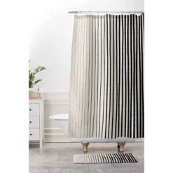 Vertical Lines Memory Foam Bath Mat Black - Deny Designs