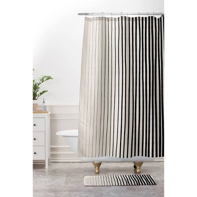 Vertical Lines Memory Foam Bath Mat Black - Deny Designs