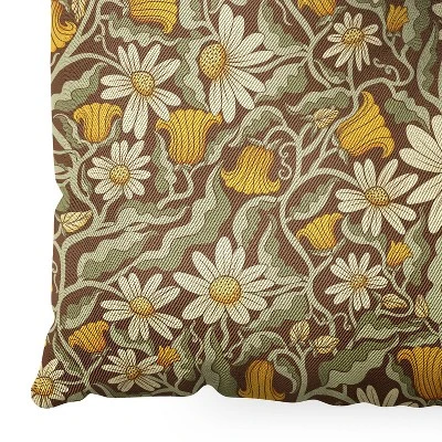 Sewzinski Retro Flowers On Brown Square Floor Pillow - Deny Desings - Image 2