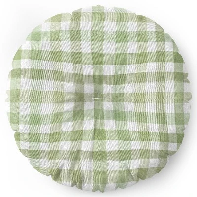Ninola Design Watercolor Gingham Salad Green Floor Pillow - Deny Desings