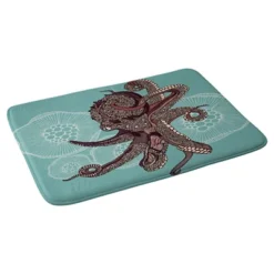 Valentina Ramos Octopus Bloom Cushion Bath Mat Blue - Deny Designs