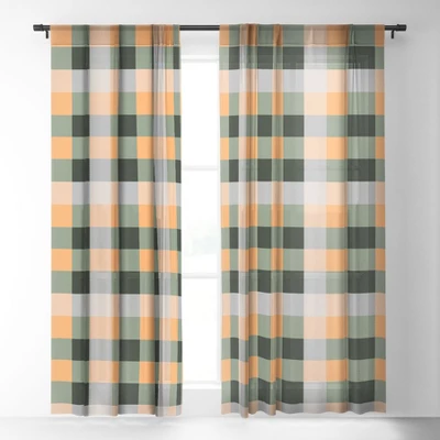 Miho Retro Color Illusion Single Panel Sheer Window Curtain - Deny Designs